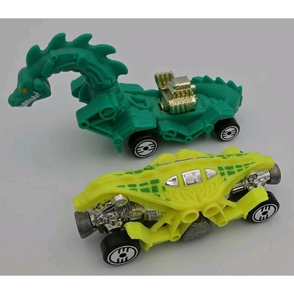 Retro Hot Wheels 1987 Rodzilla Green Dragon And 1985 Double Demon Yellow Dragon